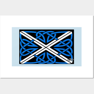 Scottish Saltire Flag in Celtic Knotwork Posters and Art